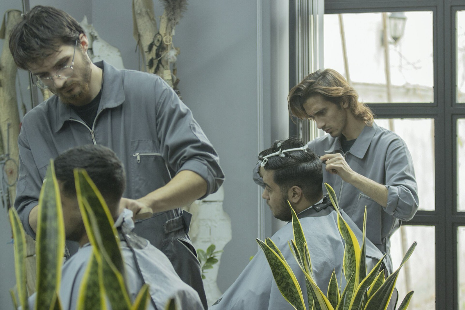 Interior view of a clean, minimal hair salon.
